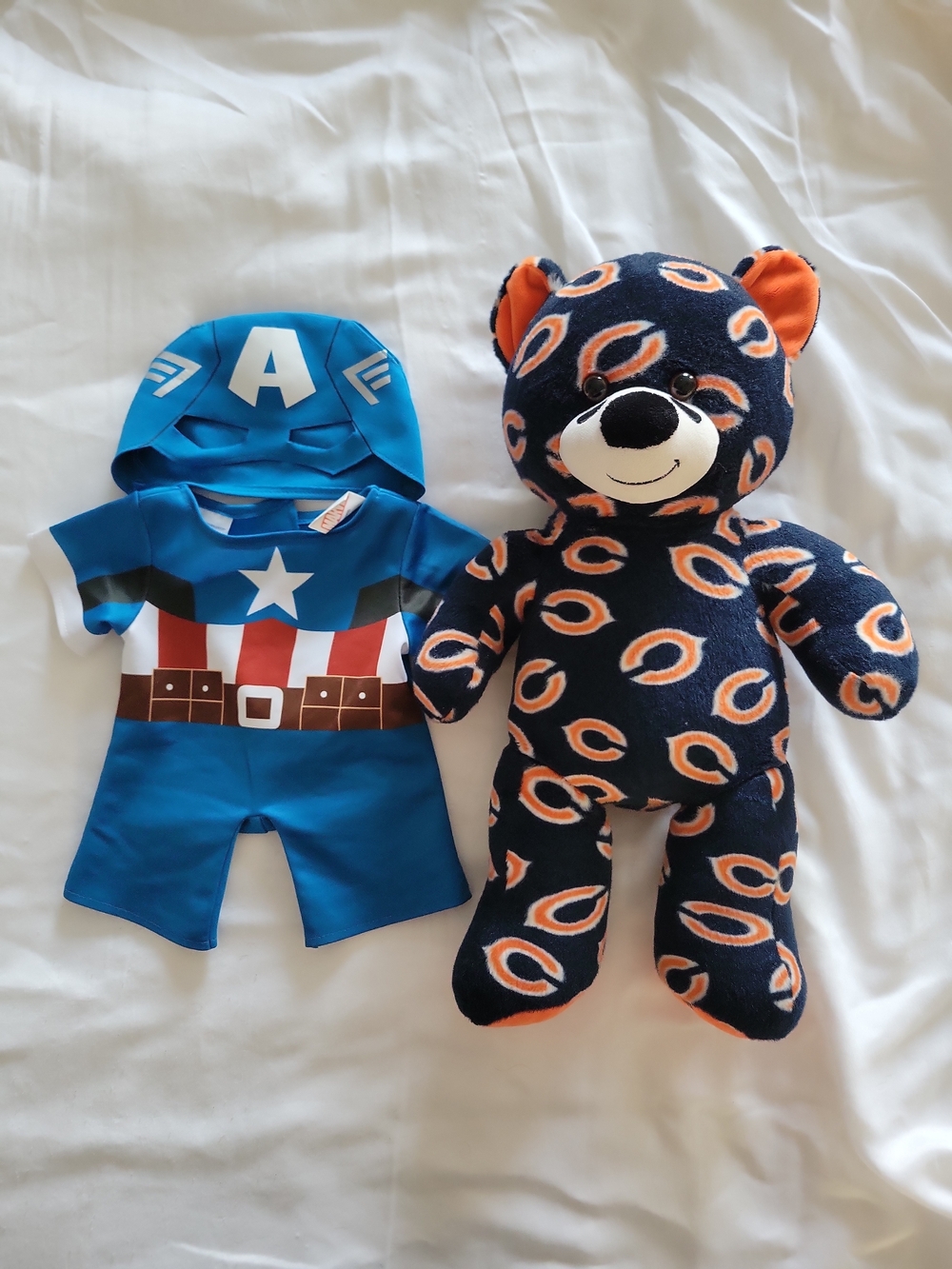 BUILD A BEAR CHICAGO BEARS NFL FOOTBALL BLUE + ORANGE STUFFED ANIMAL PLUSH TOY